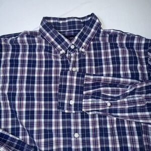 J.Crew Mens Plaid Button Down Shirt Blue Cotton Size Large Preppy Coastal Casual